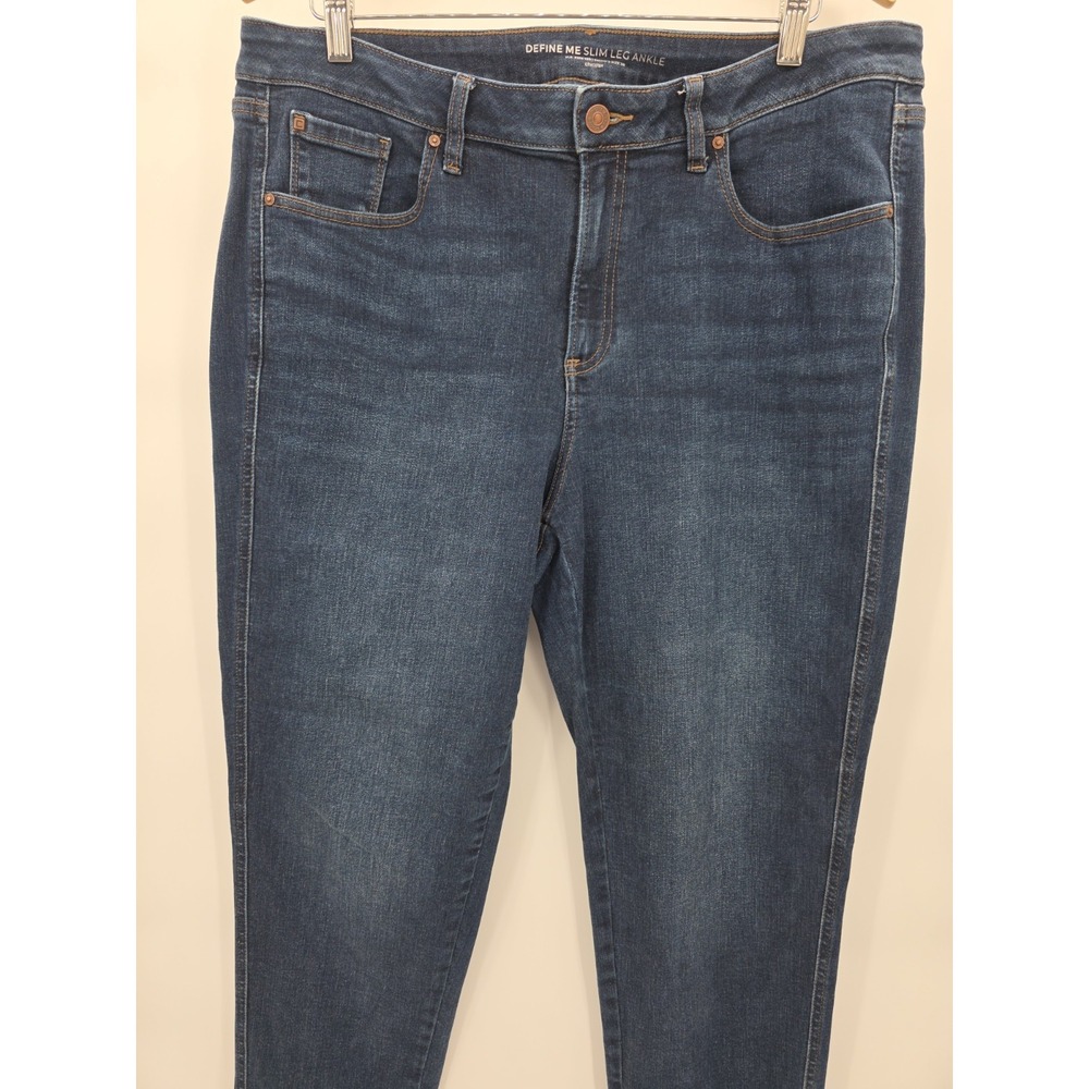 Chico's Define Me Slim Leg Ankle Jeans Size 3R US 16 XL Dark Wash Stretch - Picture 2 of 11